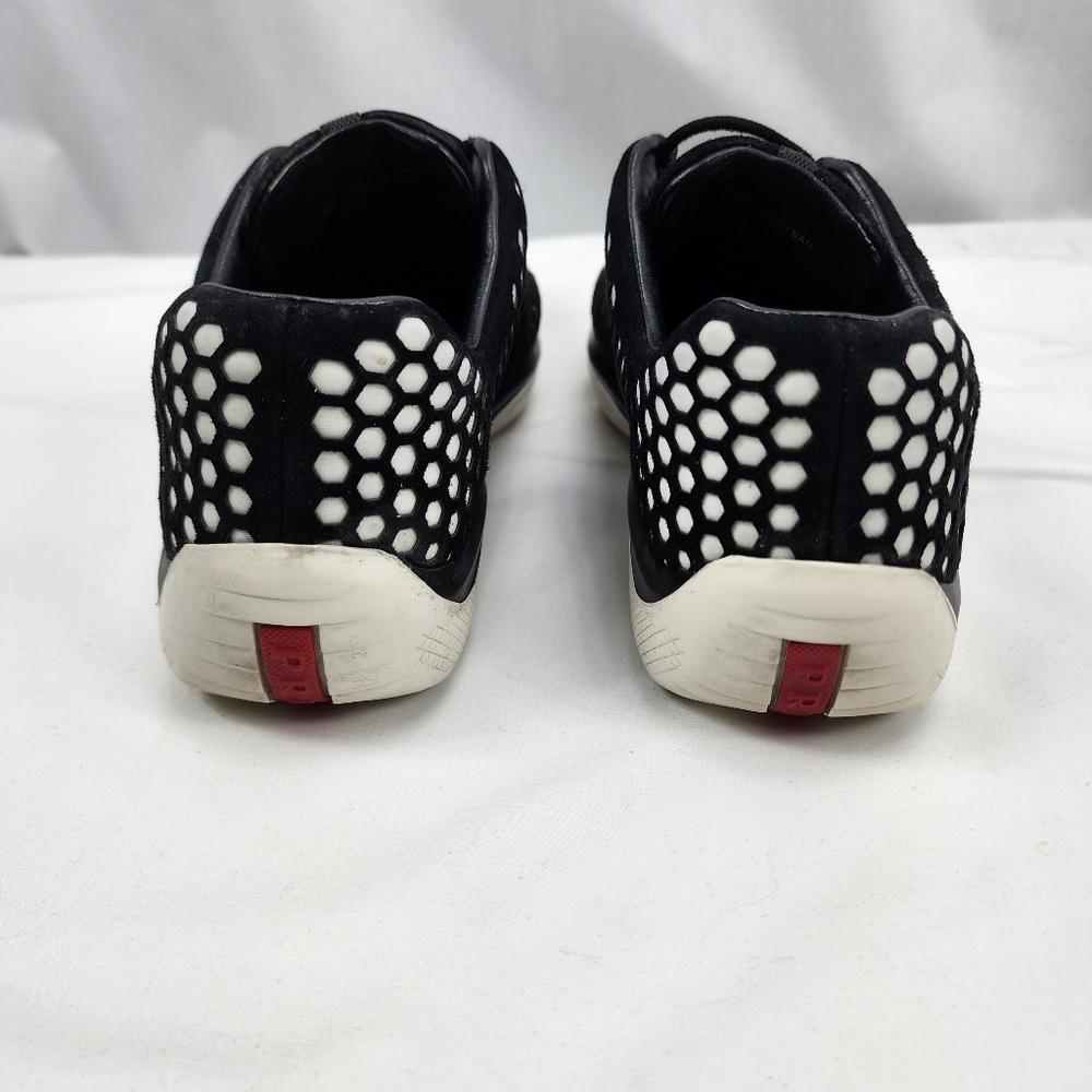 Prada Suede Slip-on 3D Sneakers pull tight laces Black White Prada Size 38 US 8 - Picture 5 of 10